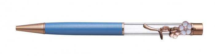 フラワークリップボールペン　ピンク　5本セット　ブルー